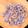 25Pcs/1Pack Natural Crystal Quartz Agate Rune Letters Unperforated Discs Set,Palm Stones Viking Nordic Amulet Divination Ornaments Decoration Jewelry