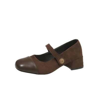 Туфли Женские Мэри Джейн Женские Туфли на Высоком Каблуке Брендовые Платье Лодочки Женские Бант Квадратный Носок Ремешок с Пряжкой Массивный Каблук Туфли Женские