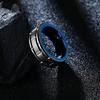 [Rockyu] tungsten ring silver blue ring men's Fashionable navy blue Metal allergy free mud texture Carbide Durability matte Multifaceted cut