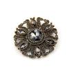 Vintage Gold Color Gray Crystal Round Bohemia Brooch For Women Jewelry Retro
