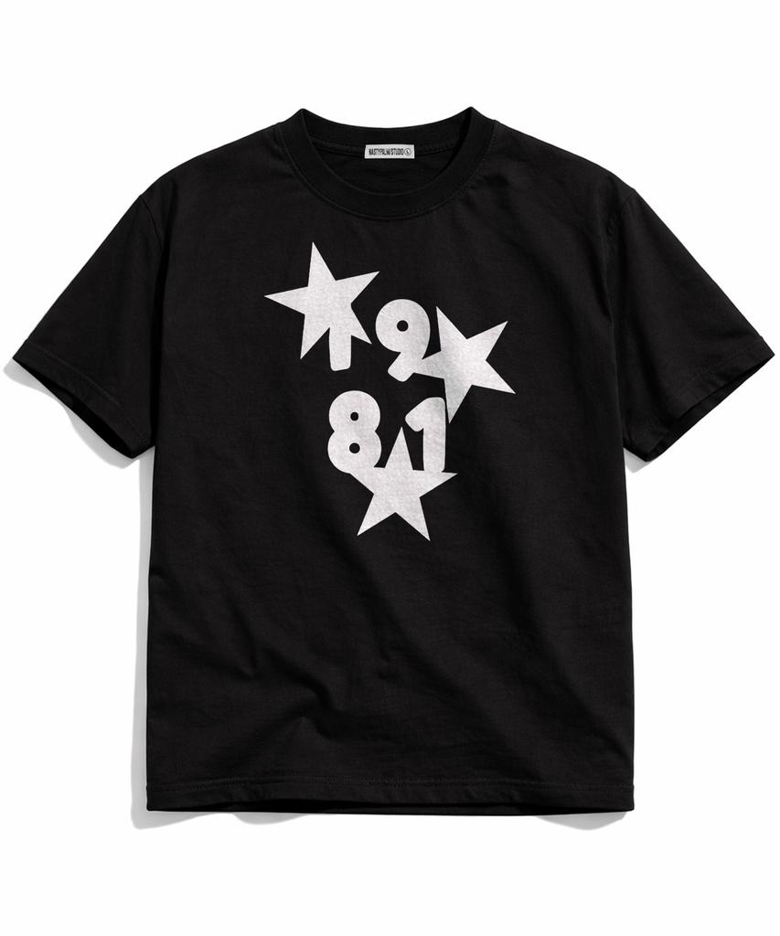 NP STUDIO 1981 Star Oversized Short Sleeve T-Shirt [ Black ]