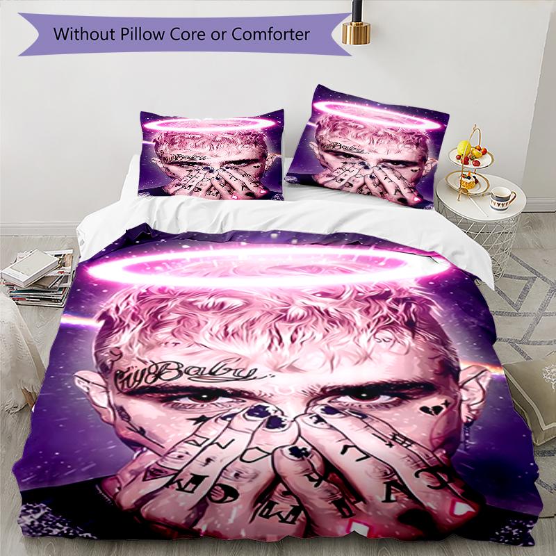 3pcs Lil Peep pattern bedding set duvet cover set includes duvet cover &pillowcases, perfect all season bedroom decoration & gift