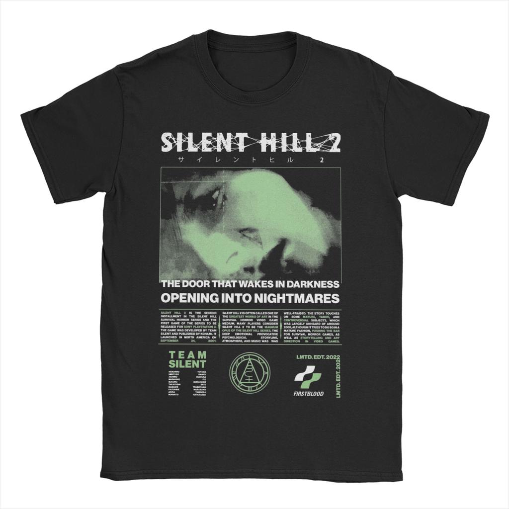 Мужские Женские Футболки Silent Hill Хоррор Игра Чистый Хлопок Одежда Повседневные Футболки с Короткой Рукавой и Круглым Вырезом Большого Размера