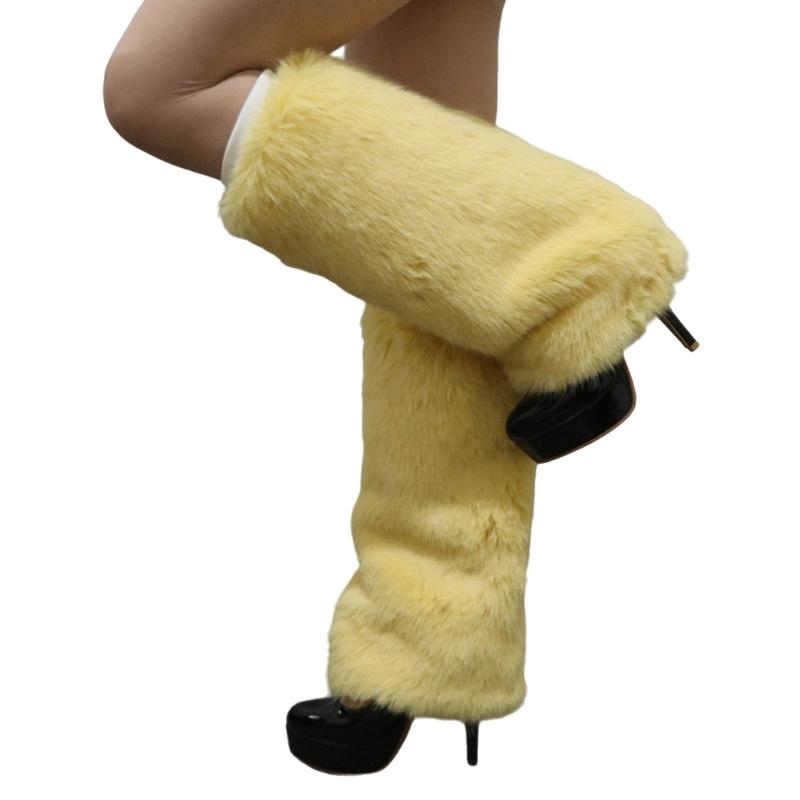 Plush Furry Leg Warmers for Women Cozy Winter Boot Toppers Cuffs Thermal Warm Fuzzy Foot Covers Footless Socks Gaiters