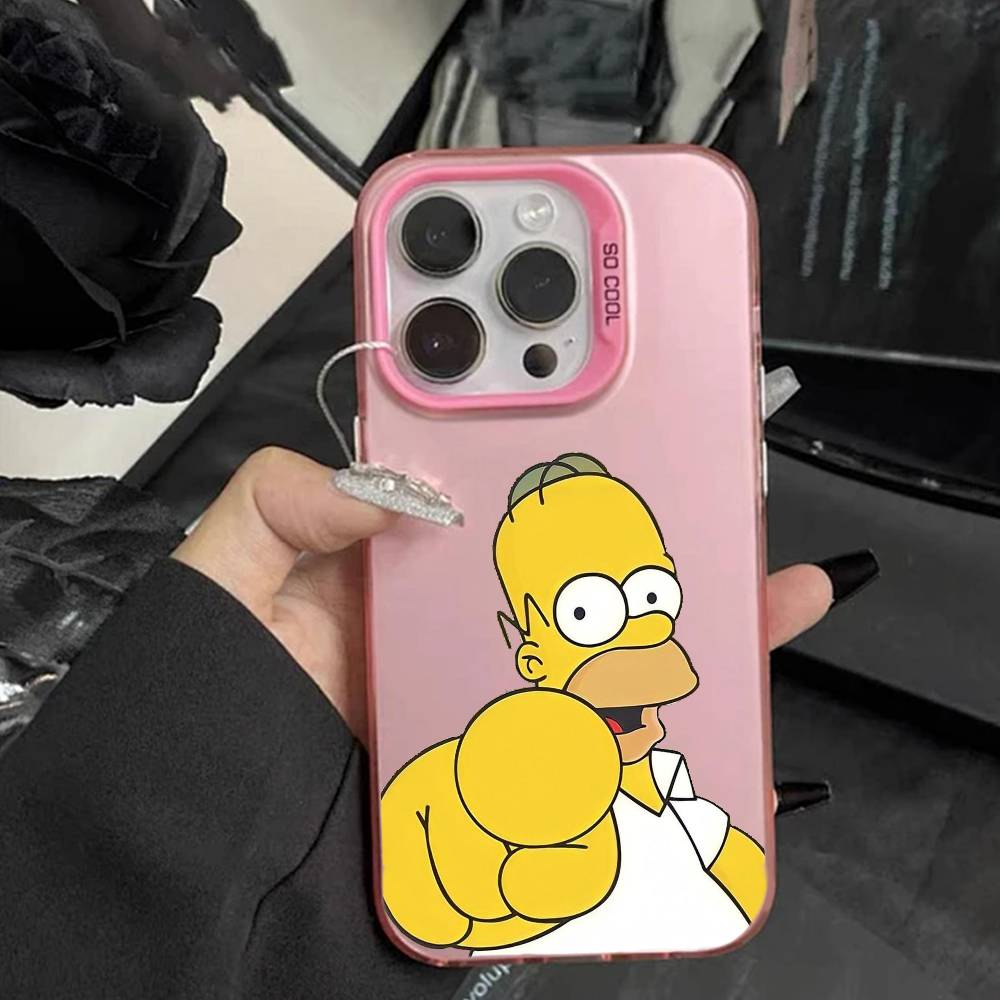 Чехол для телефона Anime T-The S-Simpsons-s для IPhone 16 17 15 14 12 13 Pro Max Белый цвет Ударопрочный чехол