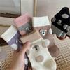 2024 Autumn/Winter Women's Mid-Tube Cartoon Polka Dot Socks - Cotton Circle Yarn, Embroidered Cuffs, Korean Style