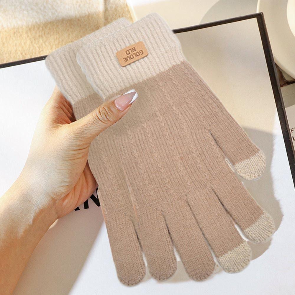 Thicken Knitted Gloves Plus Velvet Touch Screen Mittens Outdoors Men Women