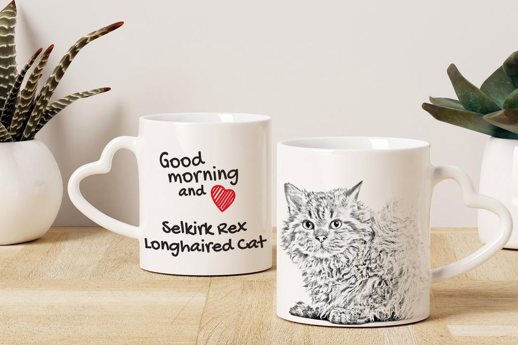 Selkirk Rex Cat I – Cat mug, adorable heart-shaped handle mug | Art-Dog