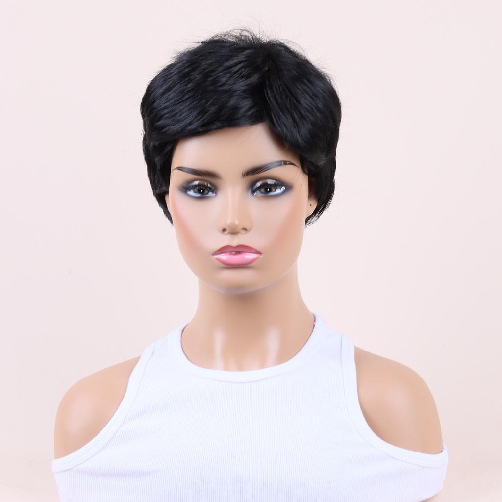 Female Black Brown Wig Women Layered Wigs With Bangs Ladies Natural Wavy Short Wig Daily Use Party Cosplay Heat Resistant Fiber