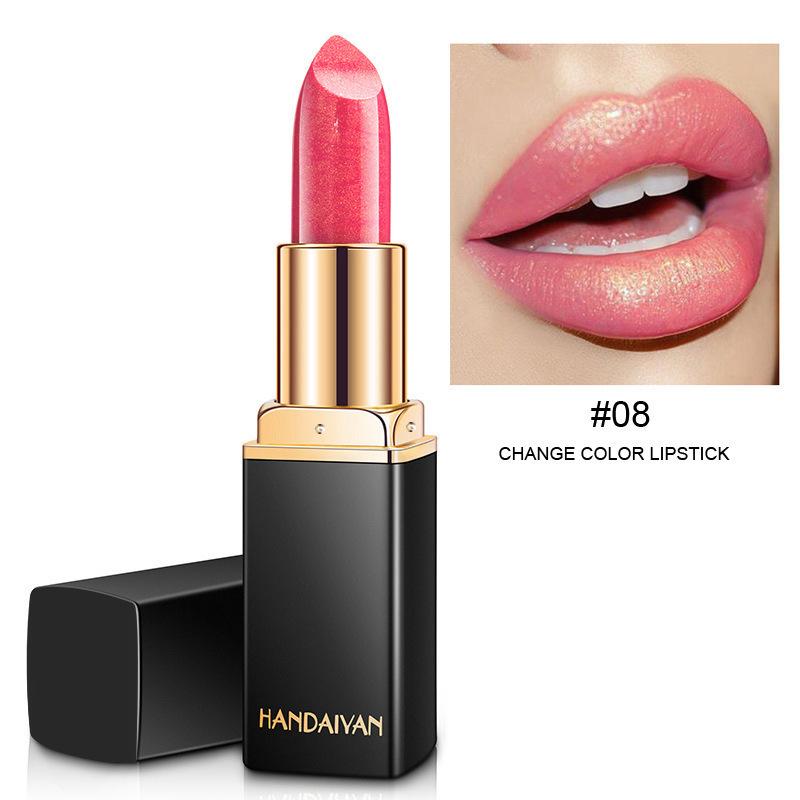 HANDAIYAN Color-Shifting Mermaid Lipstick Set 9 Metallic Pearl Shades with Liquid Gold Effect pH & Thermo Activated