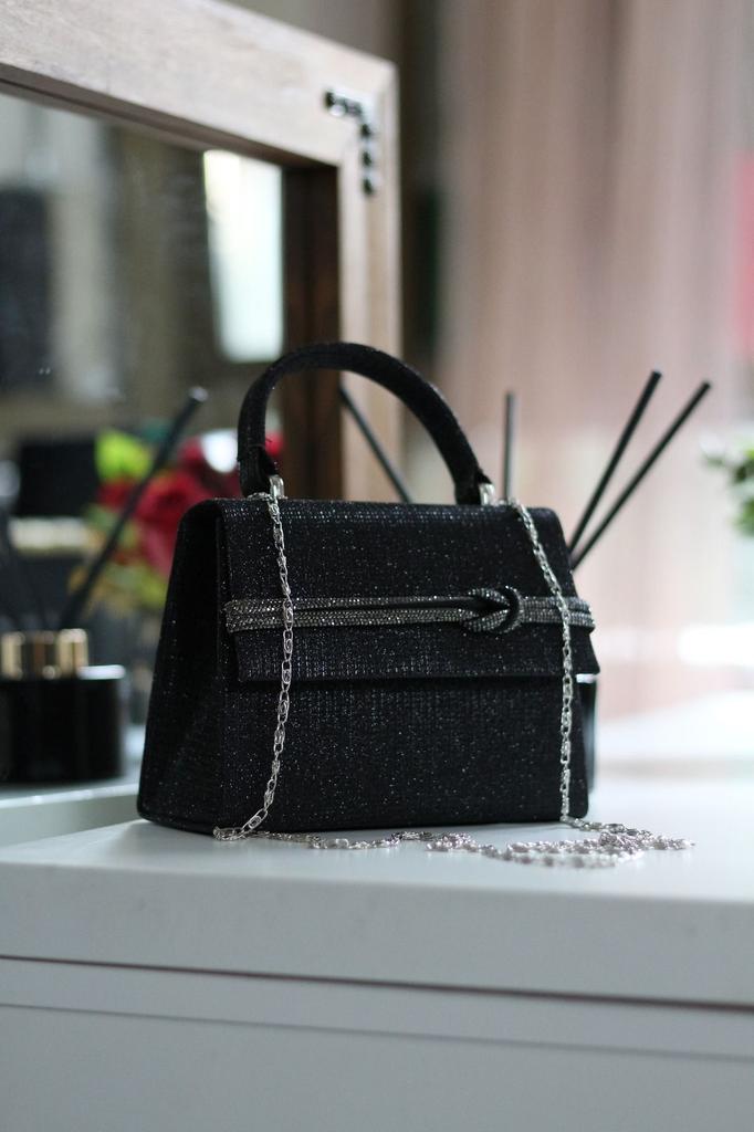 Women's Stylish and Useful Evening Dress Bag Women's Satin Beige Stone Stripe Detailed Evening Dress Shoulder Bag