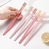 Chopsticks Reble Dishwasher Safe, 9.57 inches Pink Non-slip Lightweight Fiberglass Chop Sticks, Asian Cuisine Japanese Chinese Chopstick Gift Set, 5