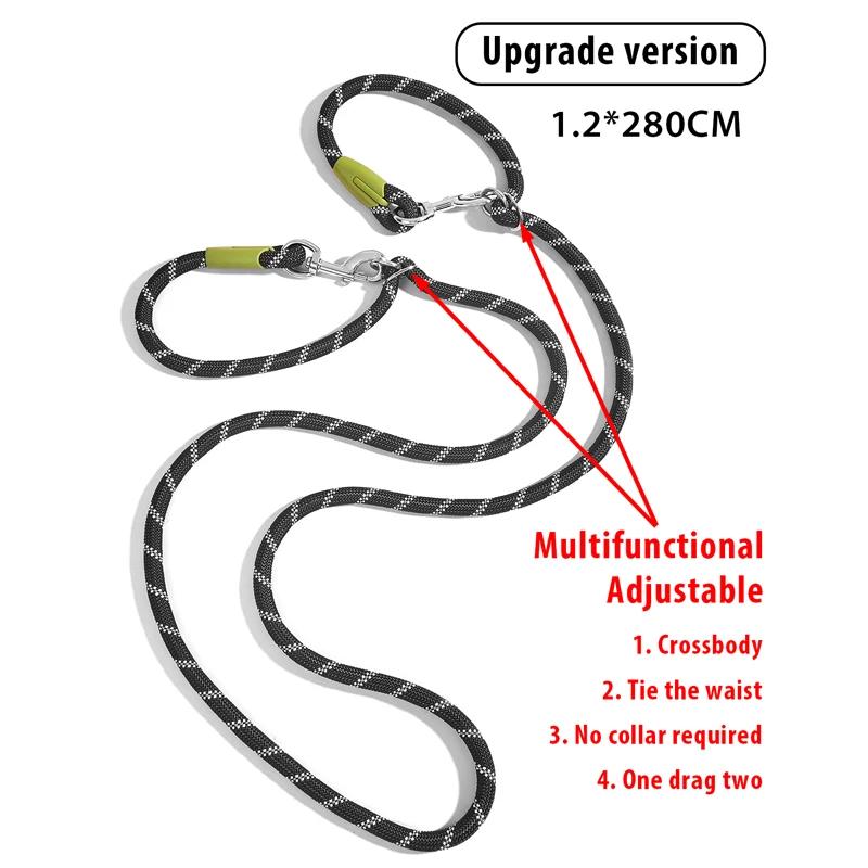 Reflective Nylon Leashes Pet Dogs Chain Traction Rope Leads for Running Free Hands Rope Chain for Small Large Dogs