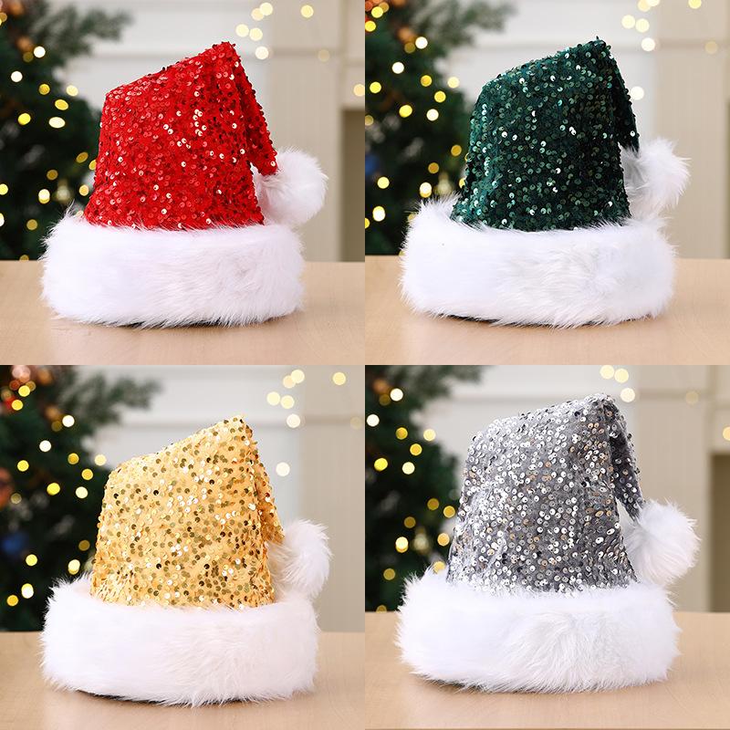 Christmas Decorative Atmosphere Hat Double Sequin Hat Haipai Hair Hat