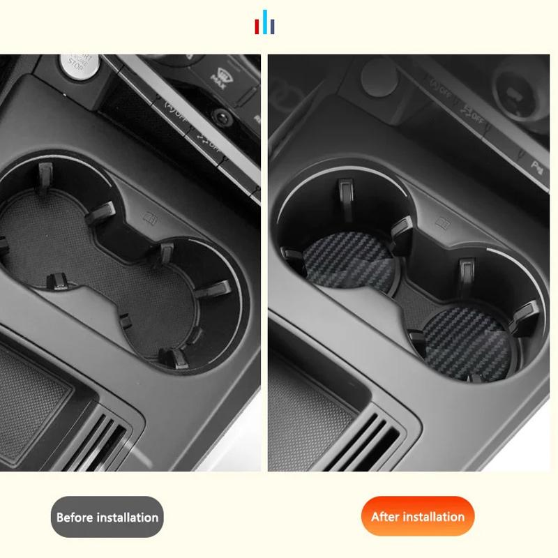 HFYJW1 2pcs Carbon fiber Car Coasters Non-Slip Pad Water Cup Drink Mat For Fiat Abarth 500 500L 500X 500C Safety Belt