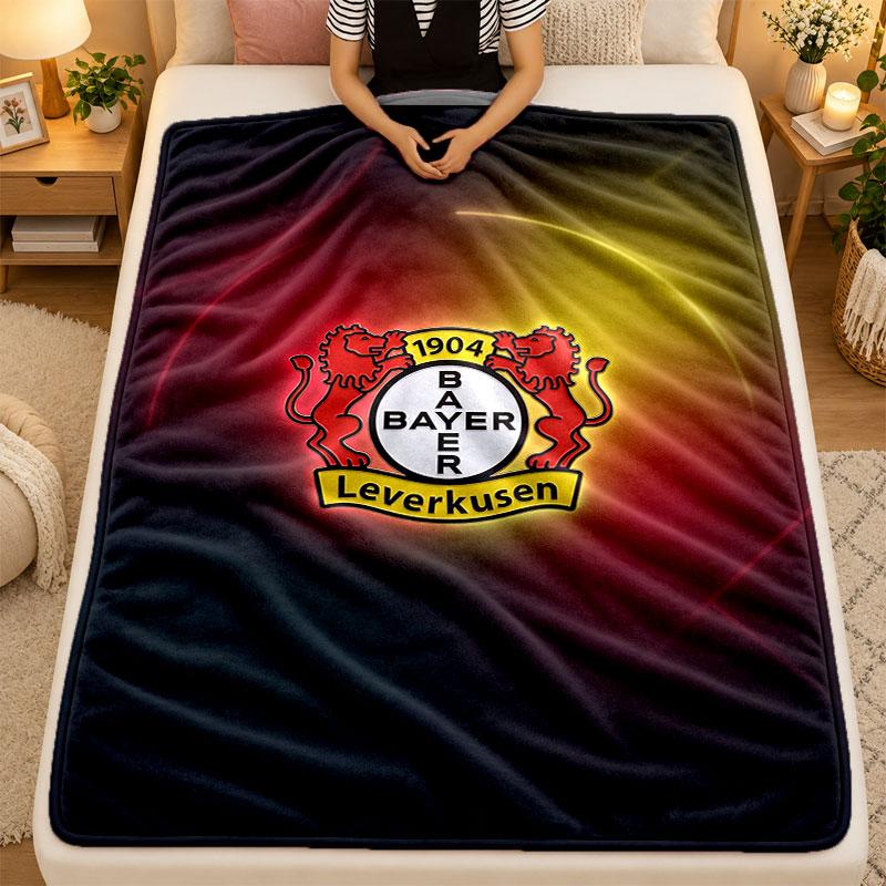 Flannel BlanketBayer Leverkusen Football Warm Soft Throw Blanket for Indoor Sofa Bed Living Room Use