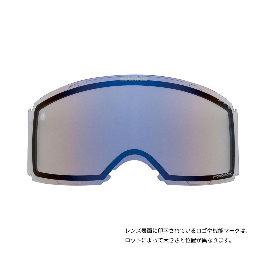 Swans FBL Ski and Snowboard Goggles with Photochromic Spare Lens for Made in Photochromic Flash Blue Premium Replacement Night Skiing LRA-5477 Mirror,
