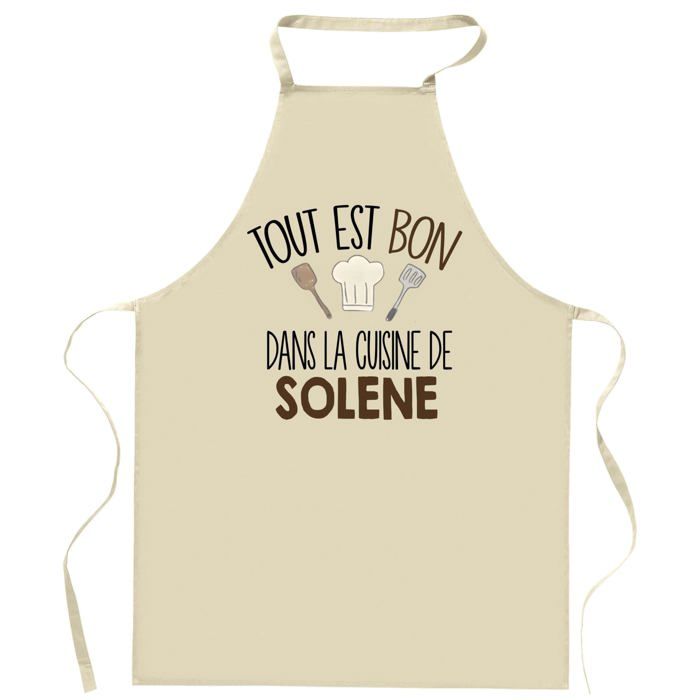 Tablier de cuisine - Tout est bon dans la cuisine de SOLENE - Impression bretonne - Coton résistant - Liens ajustables