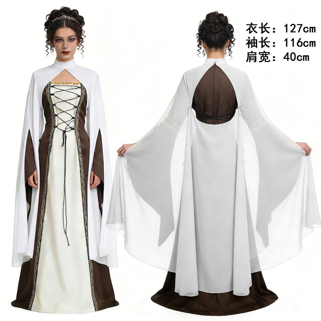 Cosplay Victorian Medieval Court Dress Vintage Cloak Stage Suit Halloween Cosplay Party Suit