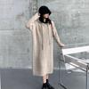 Платье-свитер с капюшоном женское осенне-зимнее новое свободное и тонкое средней длины до колена, толстая вязаная юбка, большой размер, топ