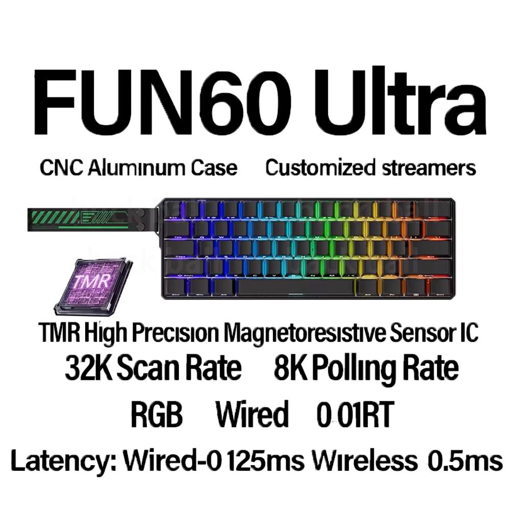 Monsgeek Fun60 Магнитная клавиатура с переключателем Tri Mode Беспроводная механическая клавиатура Custom 8KHz RT0.01 Магнитная клавиатура Аксессуар для ПК