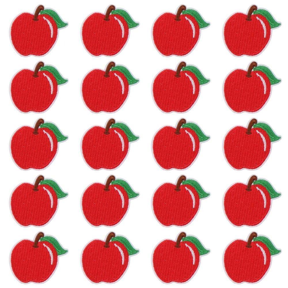20 Pieces Polyester Red Apple Patches Apple Shape Cute Fruit Sew on/Iron On Patches Women
