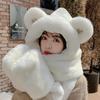 WTEMPO Solid Color Furry Plush Cute Ear Decor Gloves Scarf Hats Cold-proof Windproof Warm Autumn Winter Casual Verstaile Hats