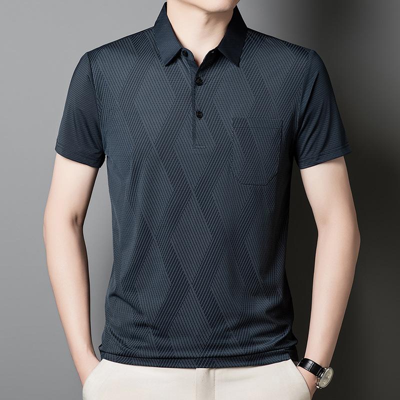 Машинная стирка, настоящий карман, прохладная и дышащая футболка с короткими рукавами, повседневная простая однотонная рубашка-поло