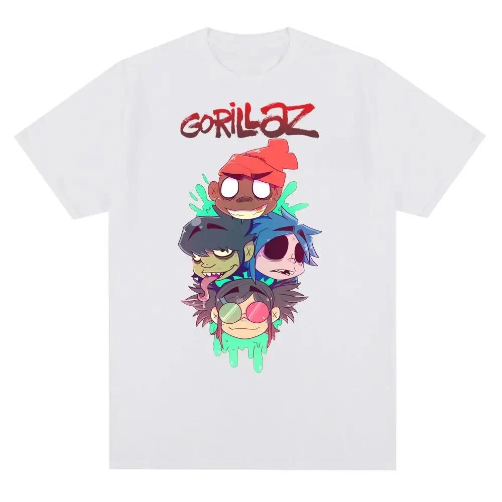 Футболка с принтом панк-рока музыкальной группы Gorillazs, повседневная мода 90-х с коротким рукавом, футболка большого размера унисекс