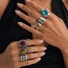 Zinc Zinc Alloy Stackable Rings Exaggerated Geometric Open Ring Punk Style Inlaid Stone Rings Set Travel