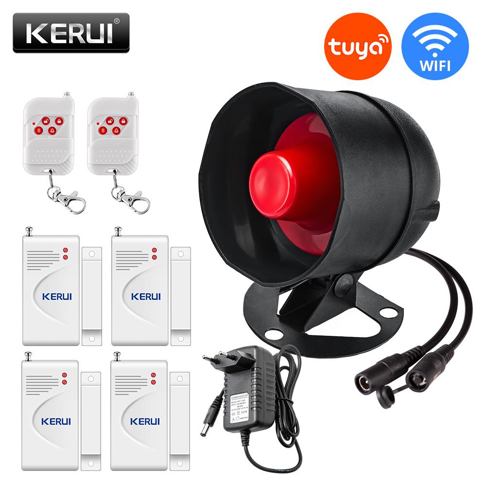 KERUI Tuya Умная беспроводная система охранной сигнализации WIFI Сирена для дома Датчик движения двери Датчик открытия двери Совместимость с Google Home Alexa 433 МГц