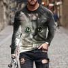 Spring And Autumn Cute Cat 3d Printed Long Sleeve T Shirt For Men Casual Clothing Lion Animel Pattern Top Tees Tshirt Streetwear