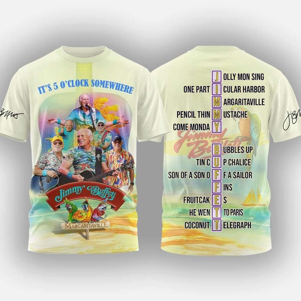 Jimmy Buffett It's 5 O'clock Somewhere T-shirt Polyester All Sizes LI2071 Unisex T-Shirt