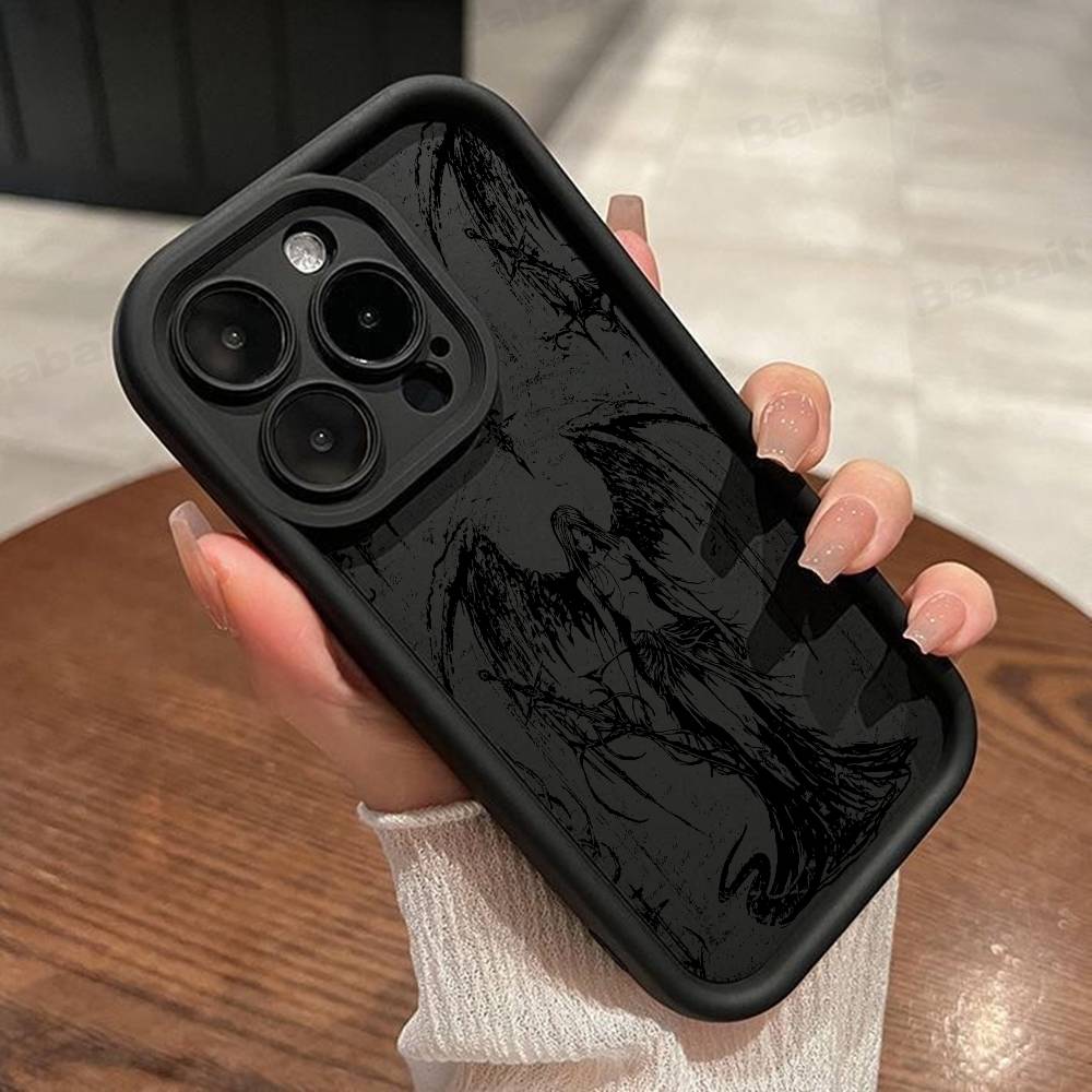 Роскошный черный чехол для телефона Ангел Смерти Демон для iPhone 17 16 15 14 13 12 11 Pro Max 16E Plus INS Мягкий чехол