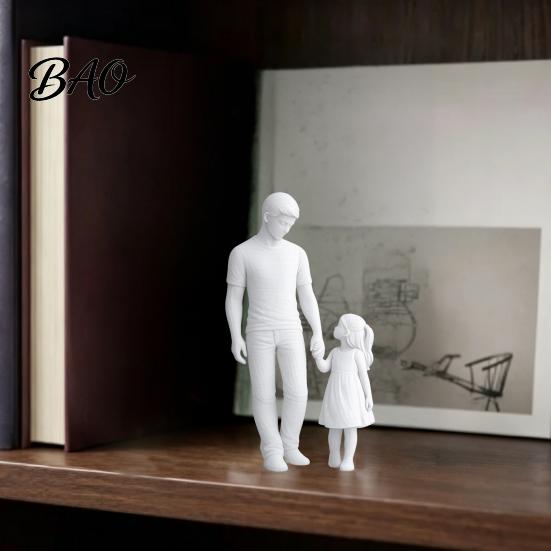 Long-lasting Home Ornament Father and Daughter Figurines, Dad Statues Warm Hand-Holding Design, Solid Weight Figurine Sculpted Handmade Figures Gifts