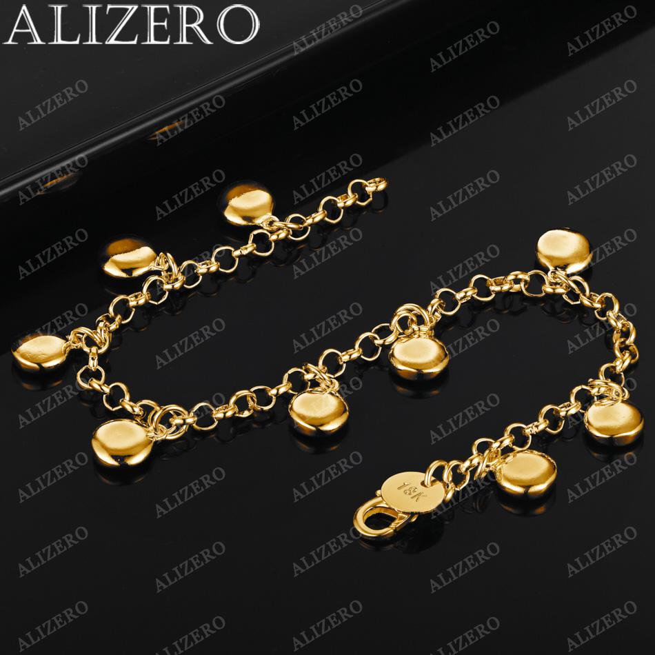 ALIZERO 18K Gold Round Beans Beads Chamrs Bracelets For Women Fine Jewelry Wedding Party Gift Fashion Personality Bracelet