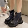 2024 Новые осенние и зимние женские ботинки, ботильоны с пряжкой, с круглым носком, на плоской подошве, повседневные женские ретро-модные ботинки