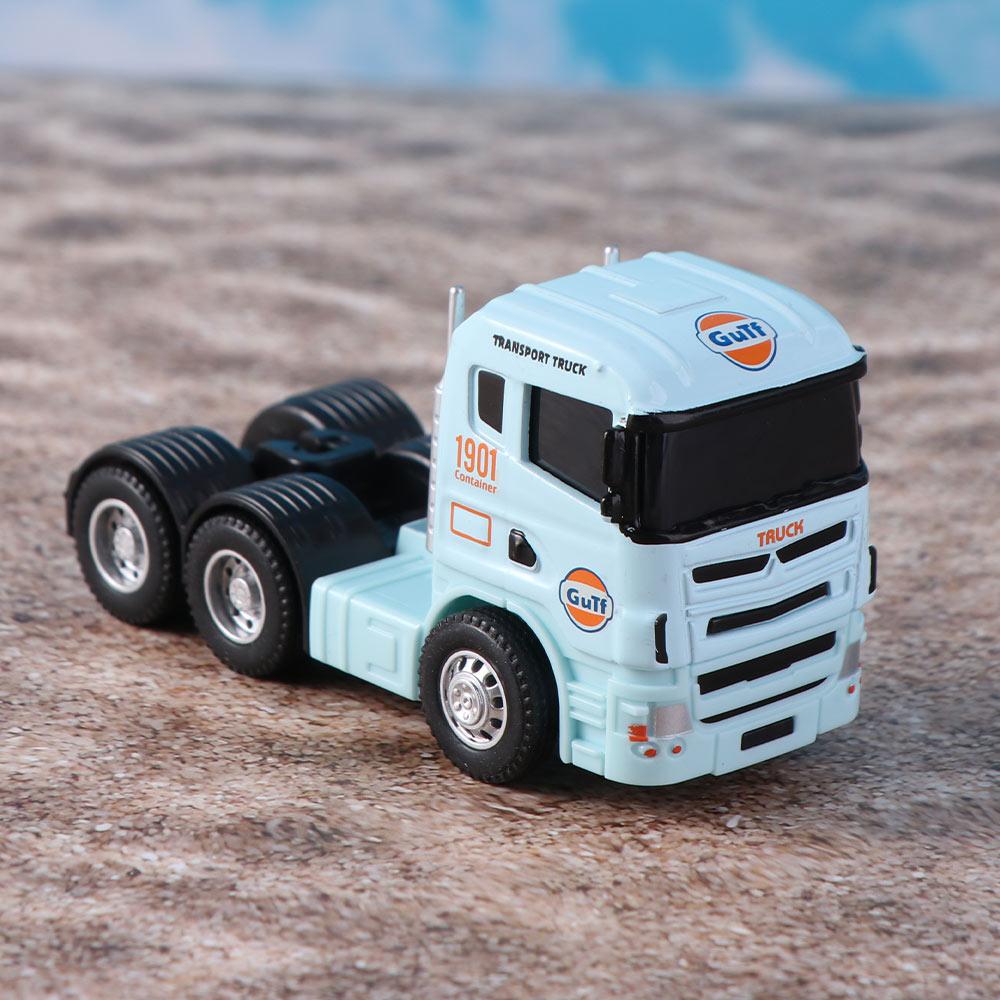 1:Модель кабины грузовика в масштабе 1:64, литая из сплава, в ретро-стиле, с плоским прицепом, с механизмом оттягивания назад, развивающая игрушка, инженерное транспортное средство, для мальчиков