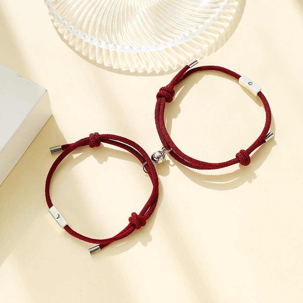 Simple Men Women Friendship Gifts Braided Rope Magnet Bracelet Fashion Jewelry Couple Bracelets
