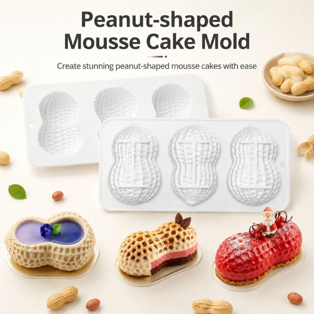 3-Cell Peanut Mousse Cake Mold Peanut Shaped Baking Mold New Chocolate Mold  Baking Tools