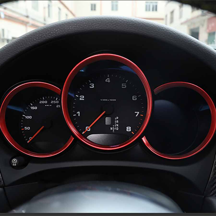 Серебристый, красный ABS, украшение на переднюю панель автомобиля, рамка, кольцо для циферблата, отделка консоли для Porsche Cayenne Panamera Cayman Macan 718