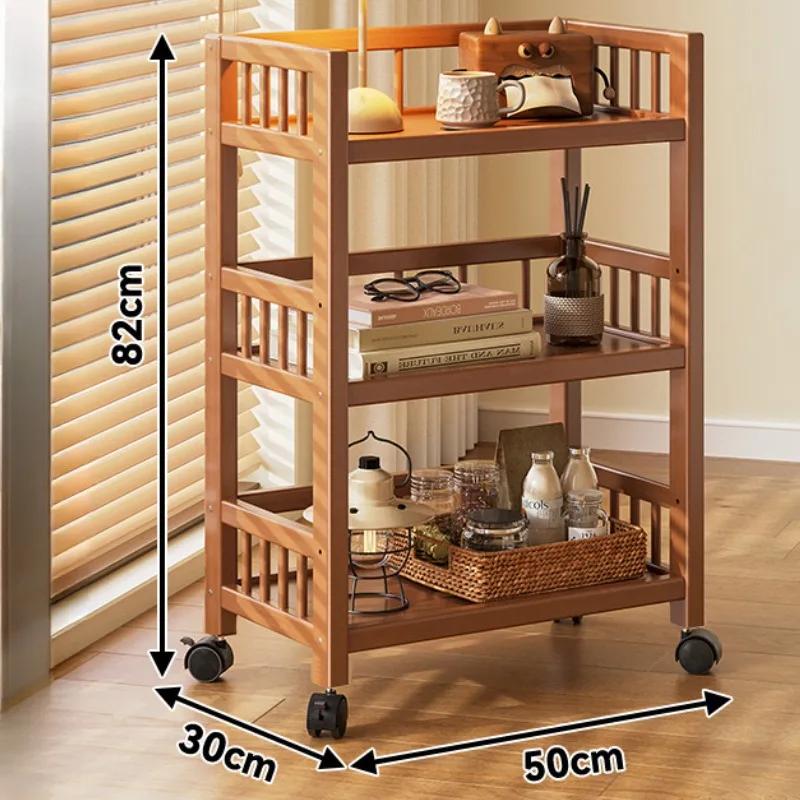 Floor Standing Storage Rack Movable Storage Rack Portable Handcart Snack Organizer Cabinet Hot Pot Shelf Kitchen Vegetable Racks