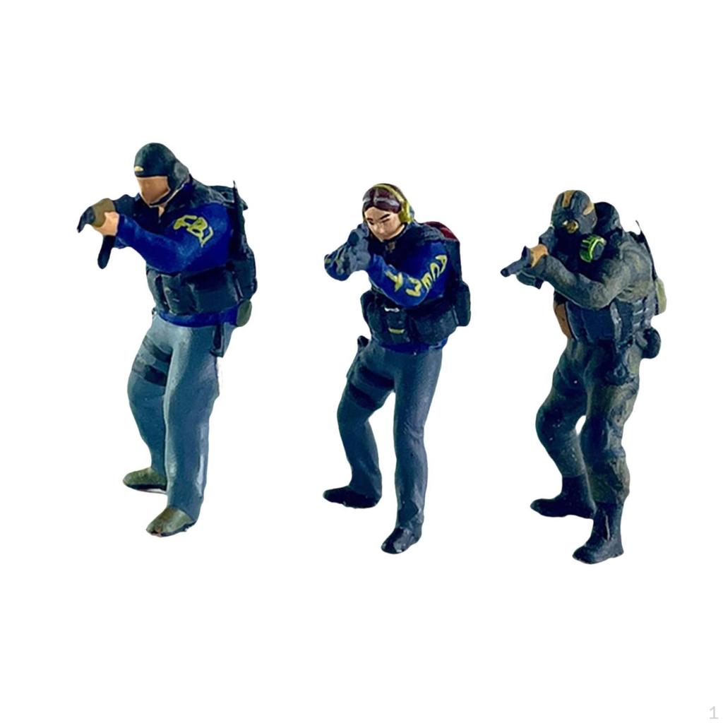 3x 1/64 масштаб фигурки людей раскрашенные вручную крошечные модели в униформе для фотосъемки в кукольном домике