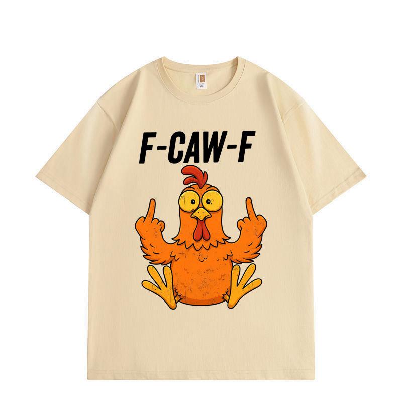 F-Caw-F Курица Смешной Мем Графические Футболки Мужские Женские Мультяшная Мода Футболка с Коротким Рукавом Летний Комфорт Хлопковые Футболки
