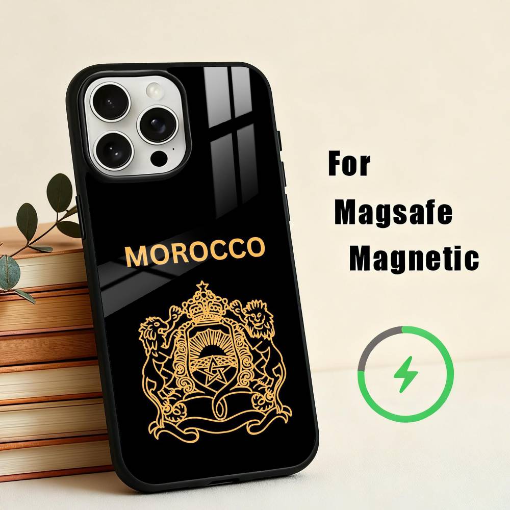 M-Morocco F-Flag Phone Case For iPhone17,16,15,14,13,12,11 Plus,For Magnetic Wireless Charge Cover