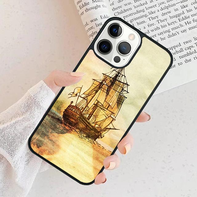 Чехол для телефона 'Пиратский корабль в море' Для iPhone 17 Air 15 16 Чехол 11 13 14 Pro Max 12 Plus Max Fundas