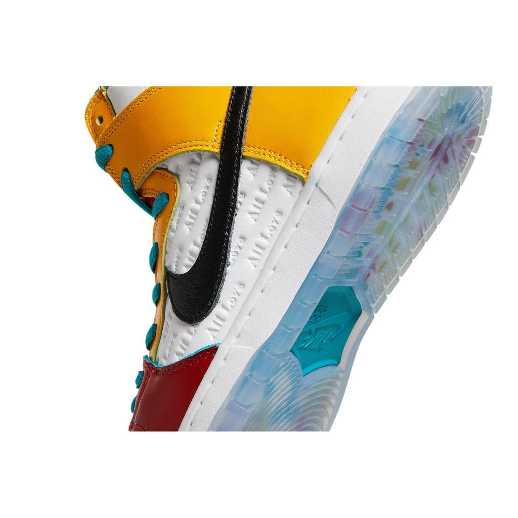 Nike Dunk High SB 'All Love No Hate' (Unisex) White / Metallic Gold / University Red Skate Shoes DH7778 100