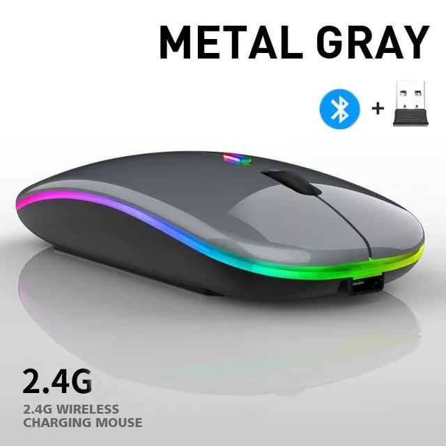 Перезаряжаемая беспроводная мышь Bluetooth с частотой 2,4 ГГц, USB RGB, 1600 точек на дюйм, мышь для компьютера, ноутбука, планшета, Macbook, игровая мышь, геймер