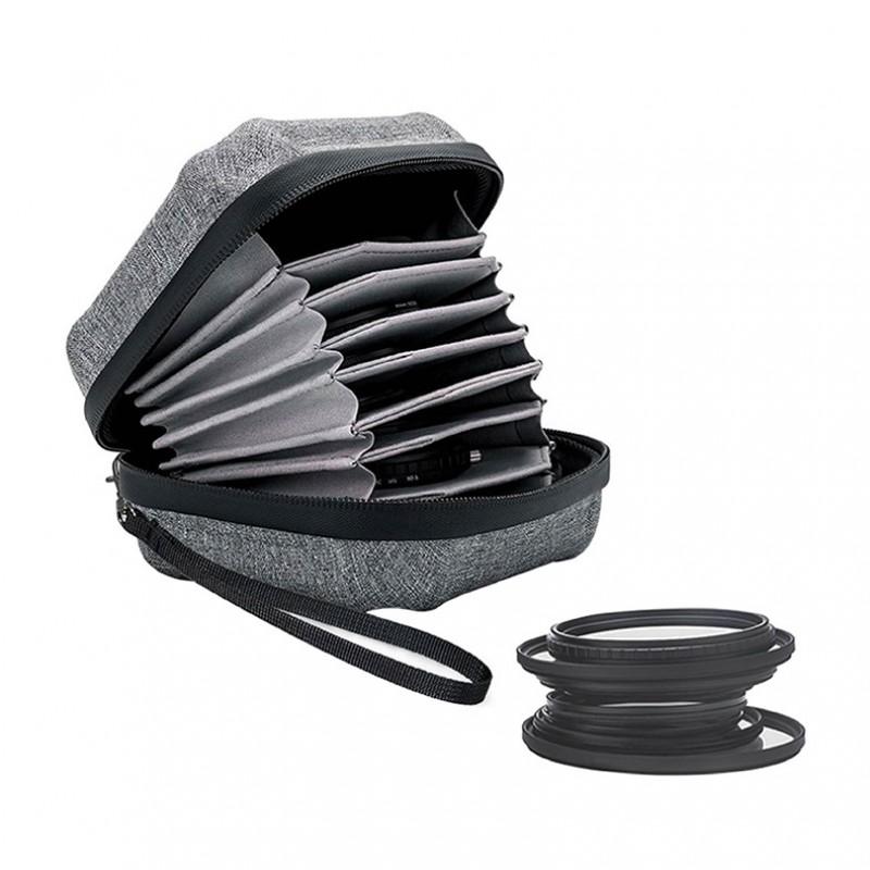 Multi-Layer Camera Lens Case UV CPL ND Filters Circular Filter Storage Protective Pouch Gray