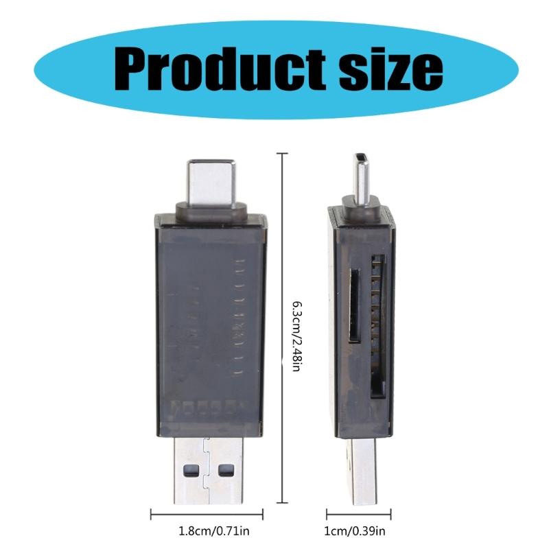 Portable USB 3.0 Card Reader Supports SDTF Cards with Two Slots and Type C Interfaces for Fast Data Transfer